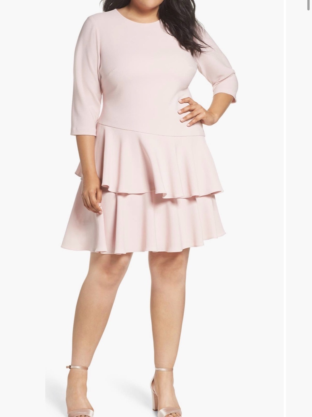 Eliza J Light Blush Pink Tiered Fit-and-Flare Dress